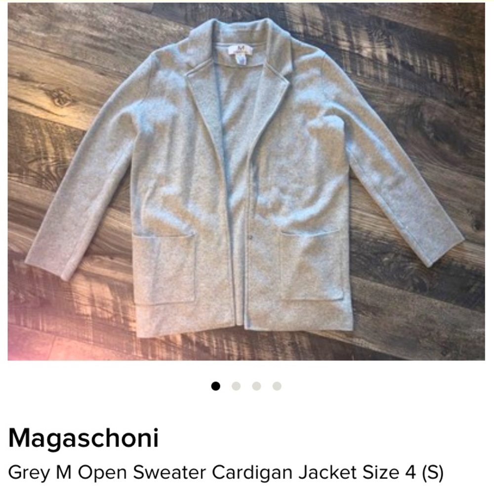 M by Magaschoni Grey Open Sweater Blazer